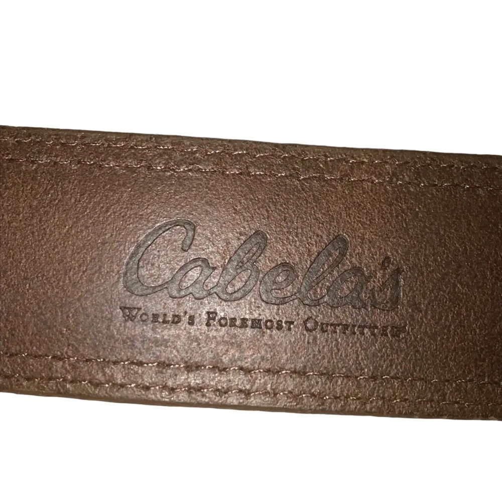 Cabela's Men's Leather & Cotton Camouflage Belt Size 40 Brown